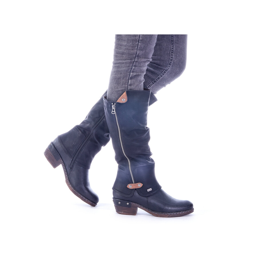 botas negras con cremallera para mujer rieker 93655-00