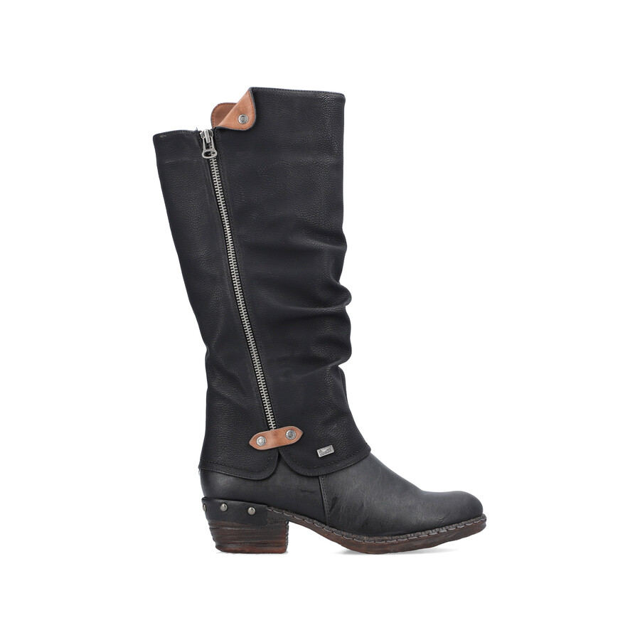 botas negras con cremallera para mujer rieker 93655-00