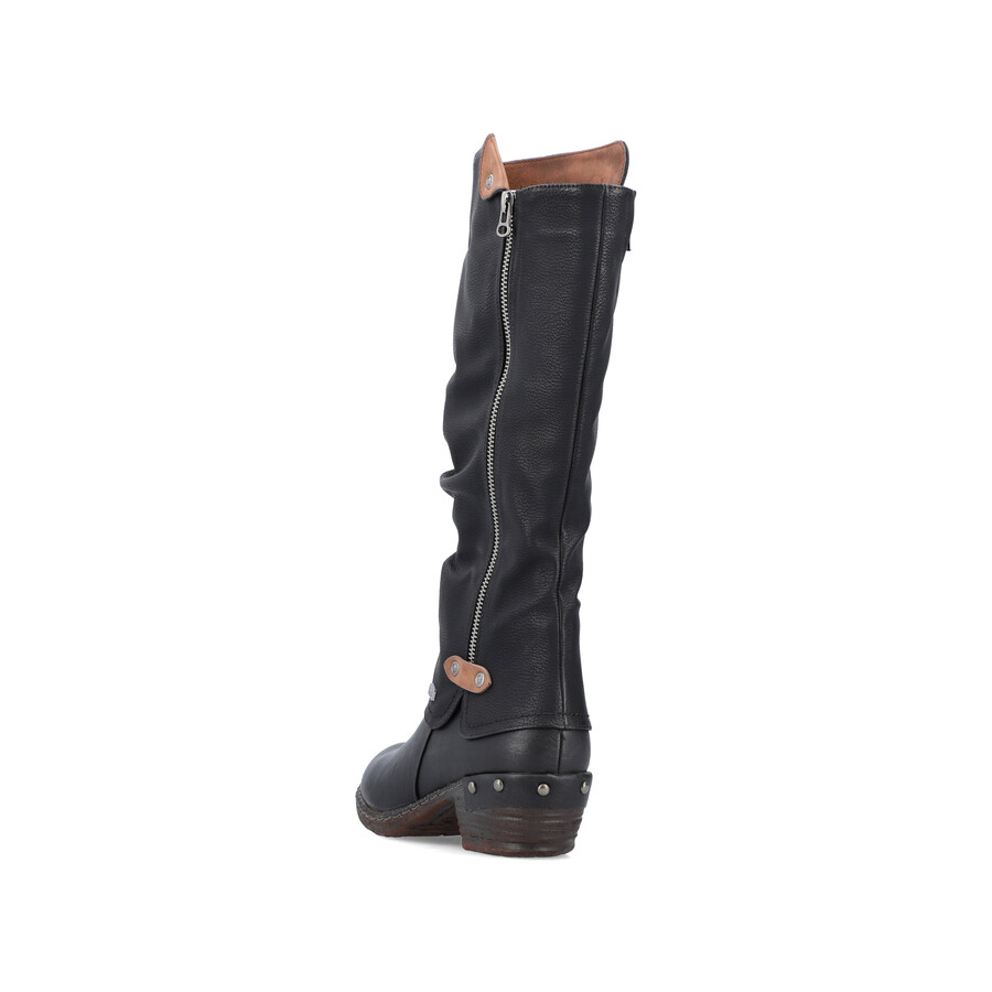 botas negras con cremallera para mujer rieker 93655-00