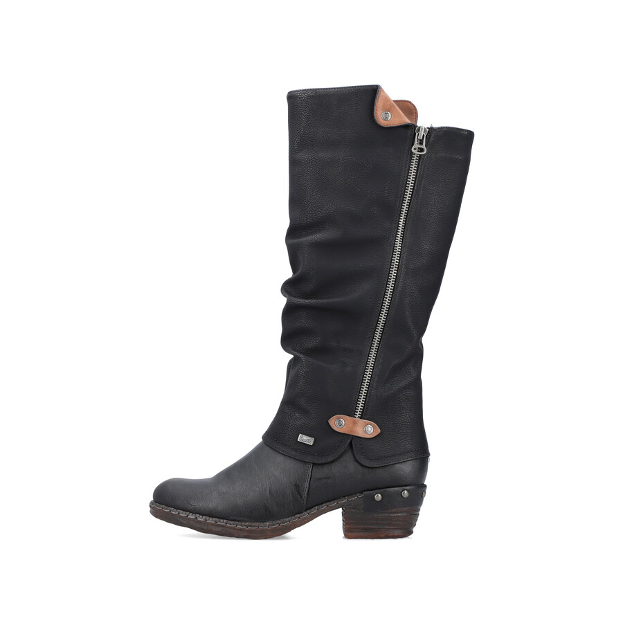 botas negras con cremallera para mujer rieker 93655-00