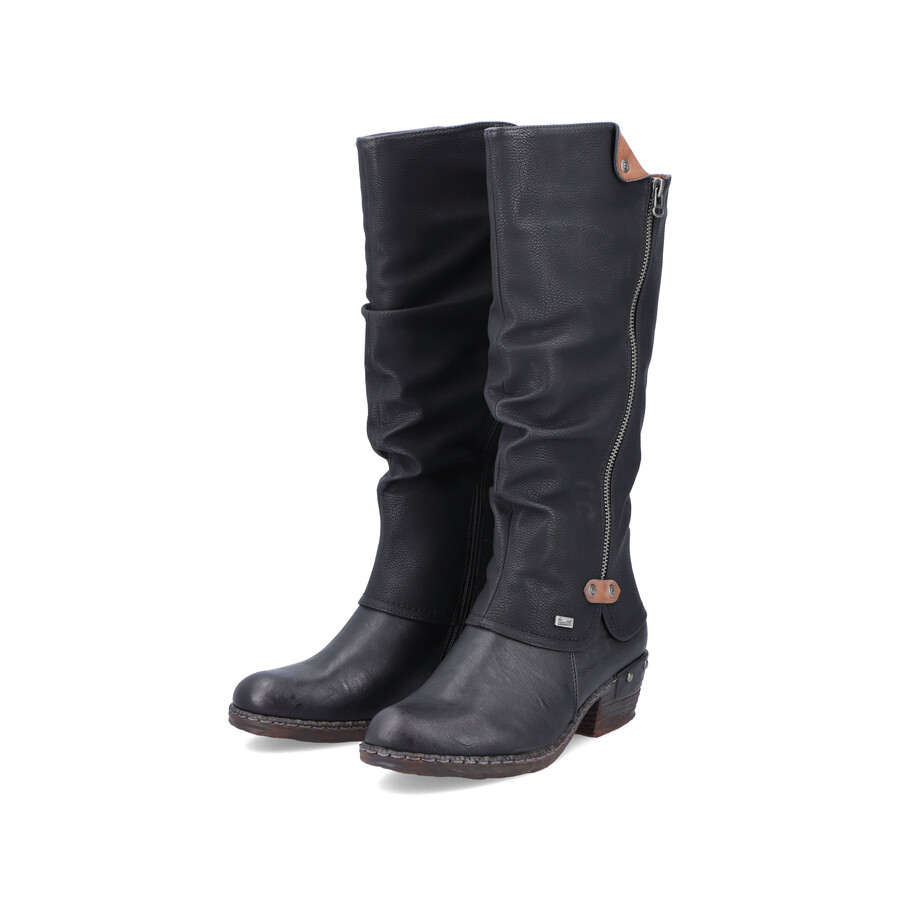 botas negras con cremallera para mujer rieker 93655-00