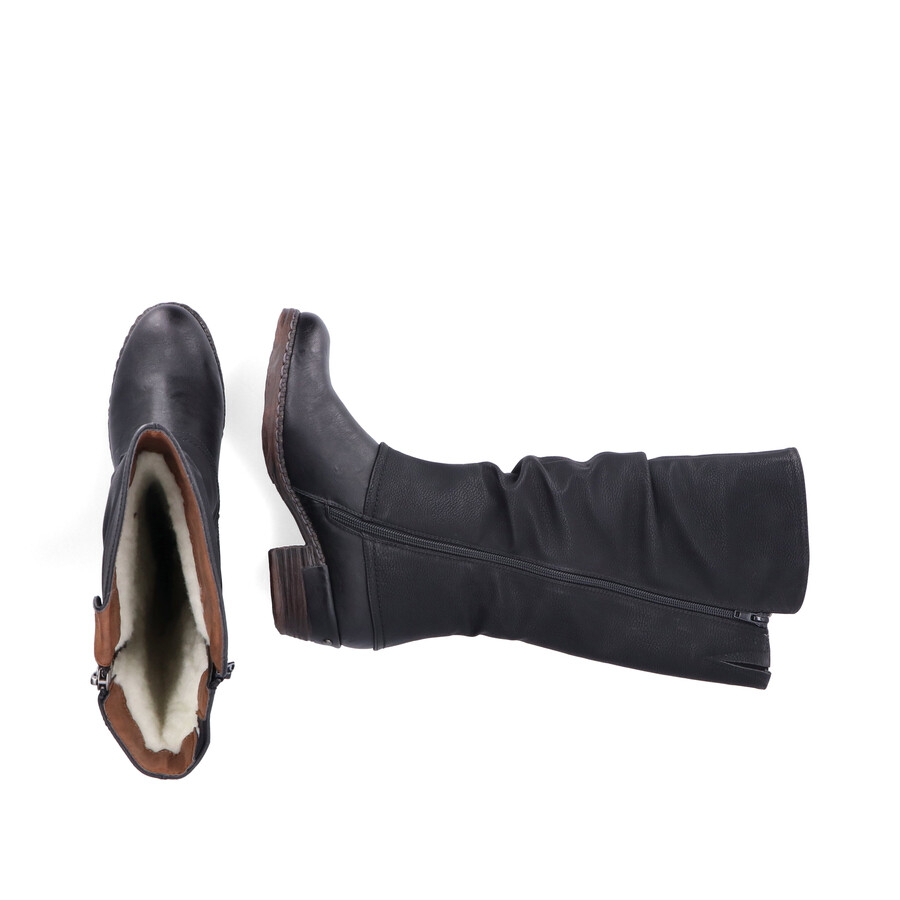 botas negras con cremallera para mujer rieker 93655-00