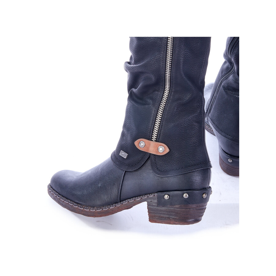 botas negras con cremallera para mujer rieker 93655-00