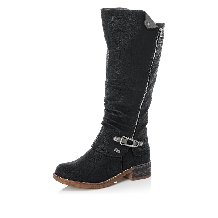 botas negras con cremallera para mujer rieker 94652-00