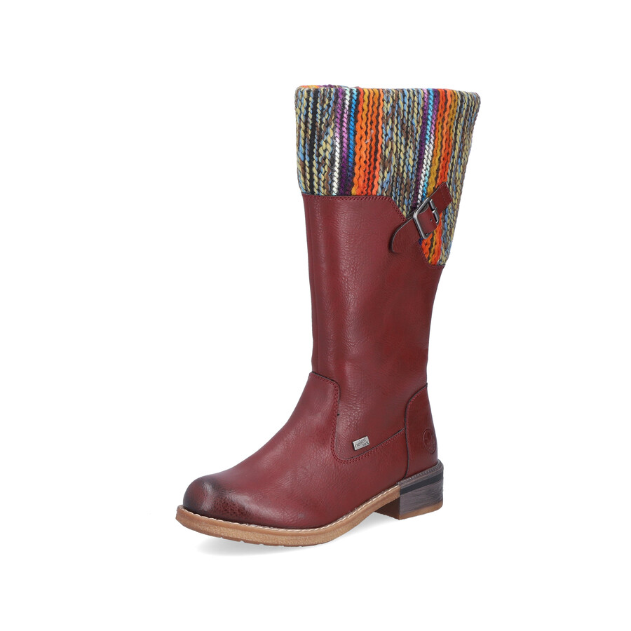botas rojas con cremallera para mujer rieker 94692-35