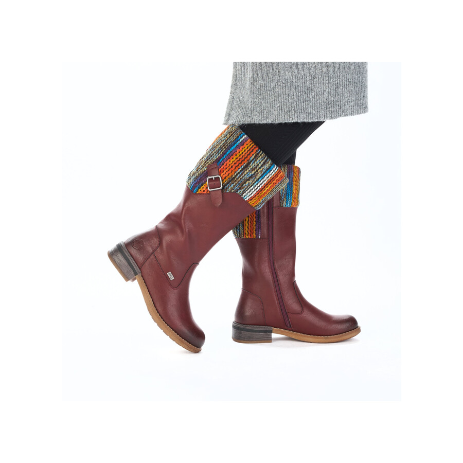 botas rojas con cremallera para mujer rieker 94692-35
