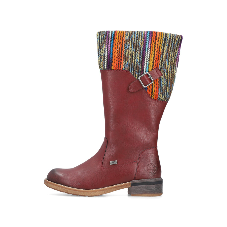 botas rojas con cremallera para mujer rieker 94692-35