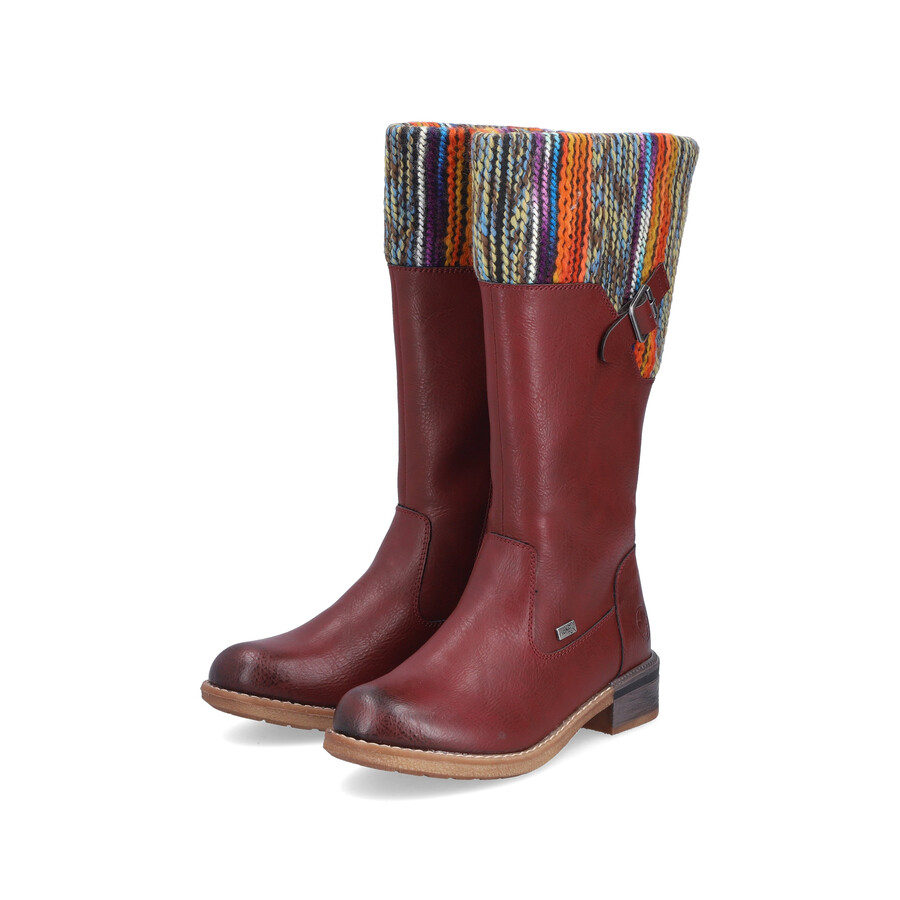 botas rojas con cremallera para mujer rieker 94692-35