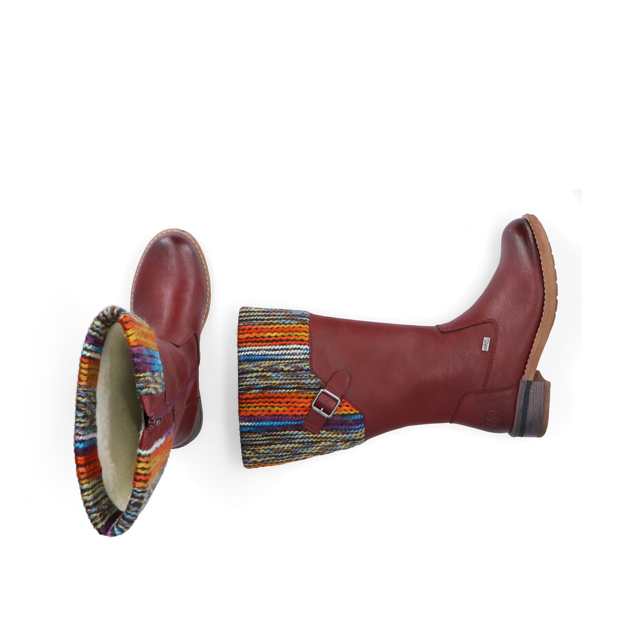 botas rojas con cremallera para mujer rieker 94692-35