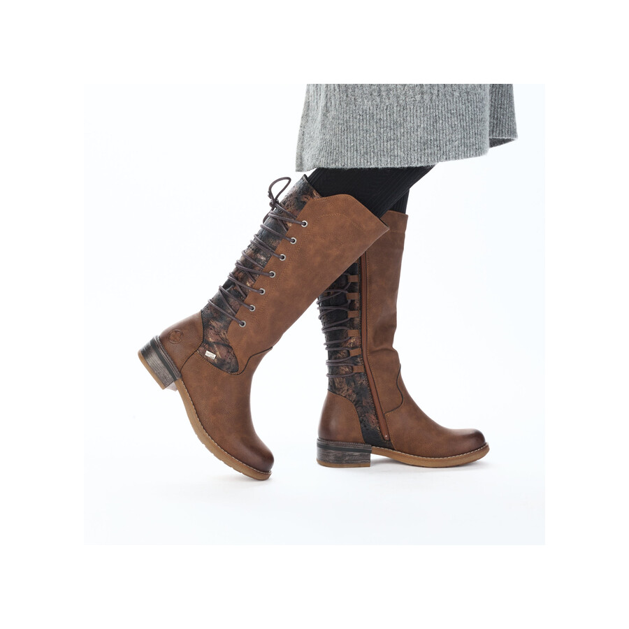 botas marrones con cremallera para mujer rieker 94693-24