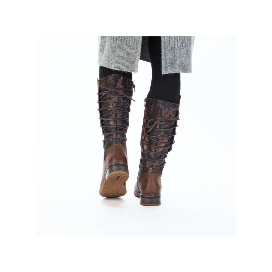 botas marrones con cremallera para mujer rieker 94693-24