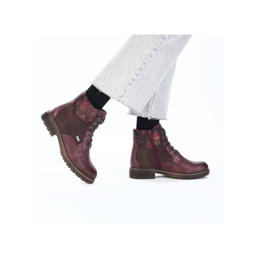 botas rojas con cremallera para mujer rieker 94712-35