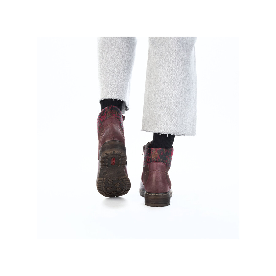 botas rojas con cremallera para mujer rieker 94712-35