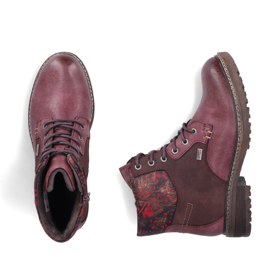 botas rojas con cremallera para mujer rieker 94712-35