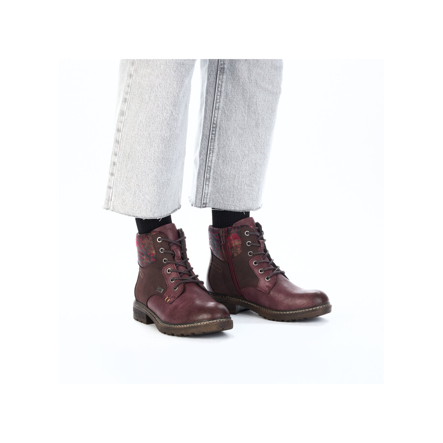 botas rojas con cremallera para mujer rieker 94712-35