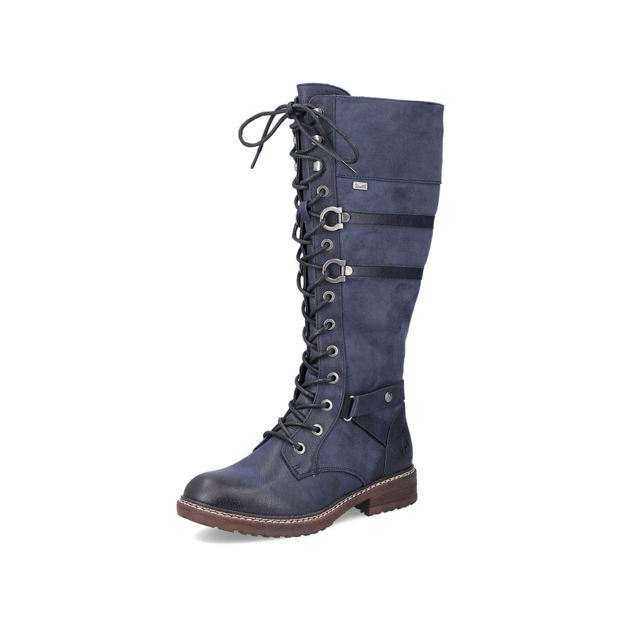 botas azules con cremallera para mujer rieker 94732-14