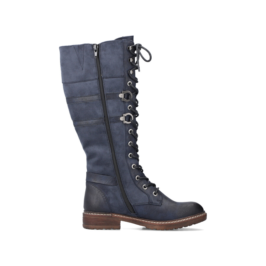 botas azules con cremallera para mujer rieker 94732-14