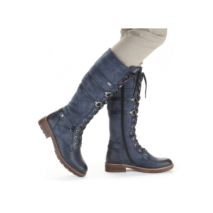 botas azules con cremallera para mujer rieker 94732-14