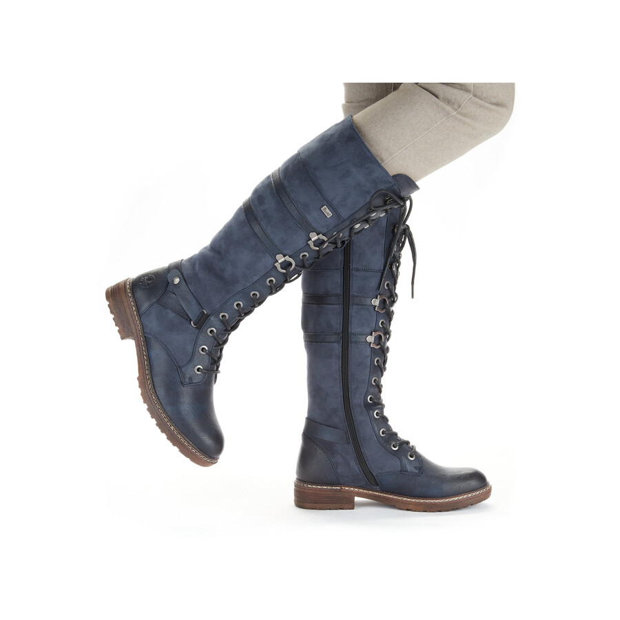 botas azules con cremallera para mujer rieker 94732-14