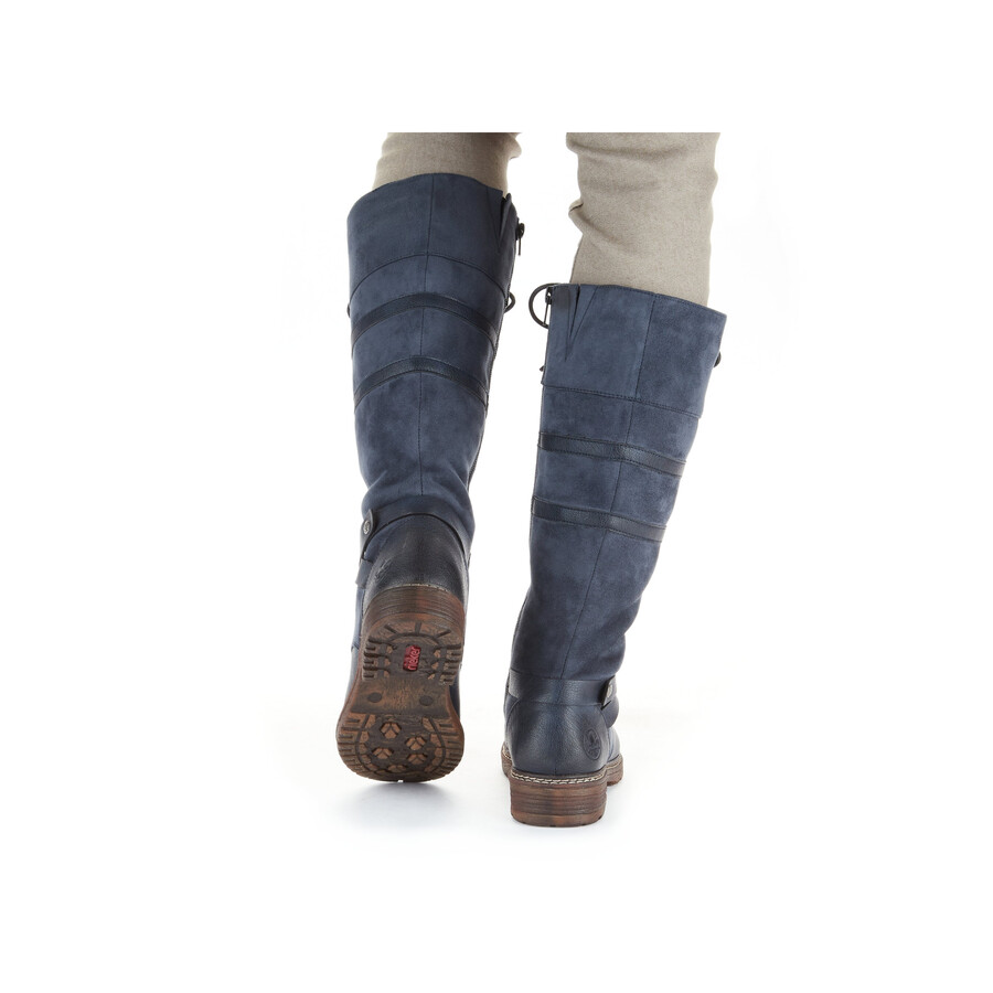 botas azules con cremallera para mujer rieker 94732-14