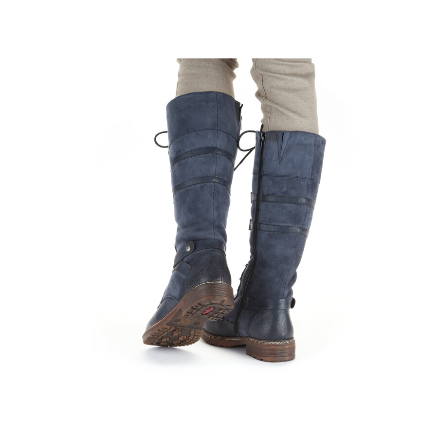 botas azules con cremallera para mujer rieker 94732-14