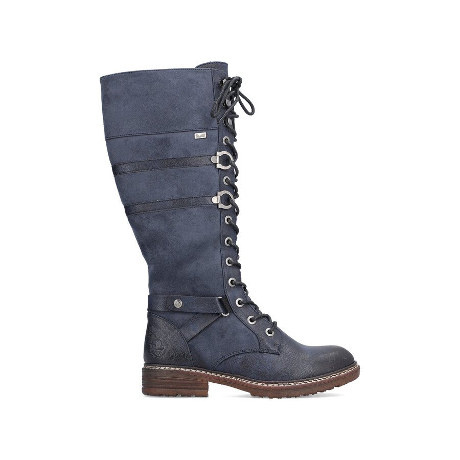 botas azules con cremallera para mujer rieker 94732-14