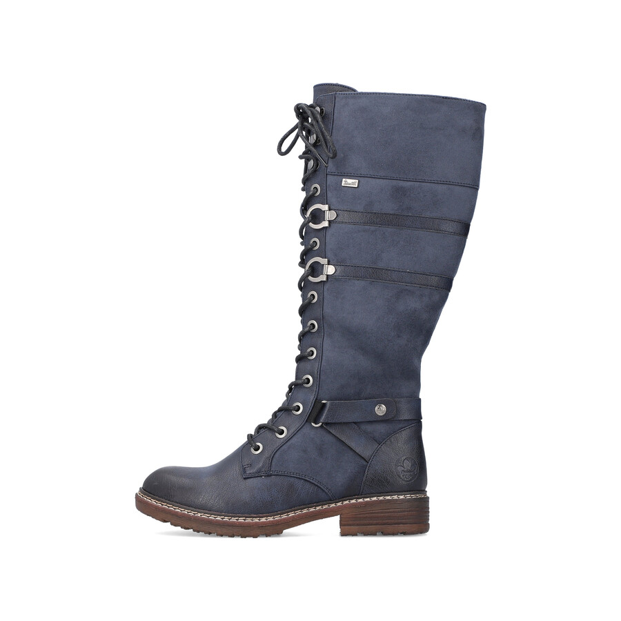 botas azules con cremallera para mujer rieker 94732-14