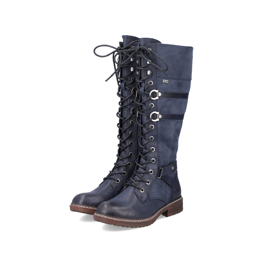 botas azules con cremallera para mujer rieker 94732-14
