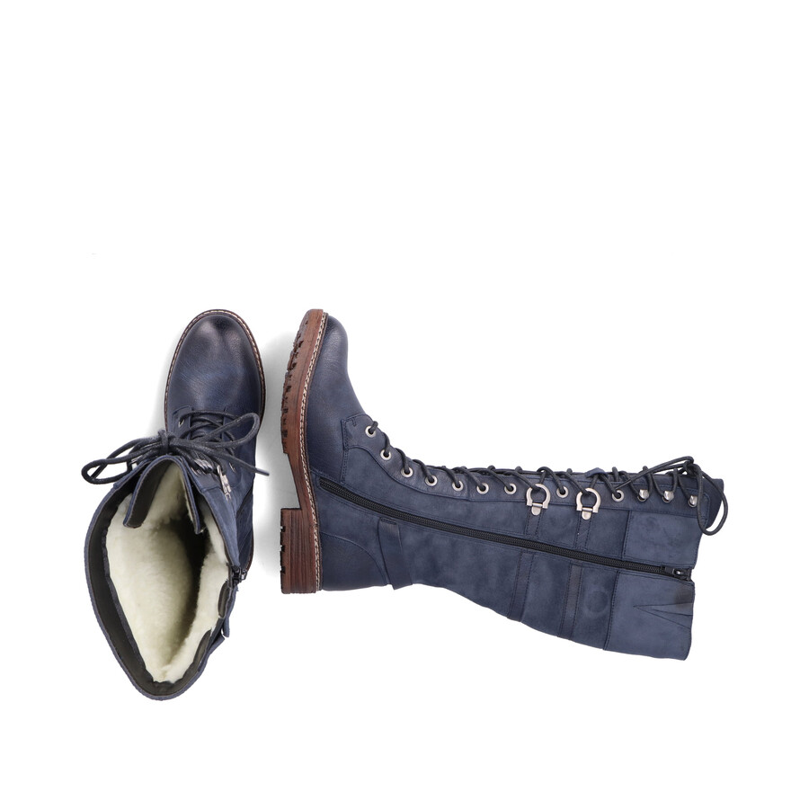 botas azules con cremallera para mujer rieker 94732-14