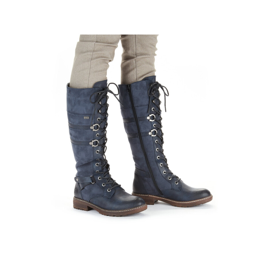 botas azules con cremallera para mujer rieker 94732-14