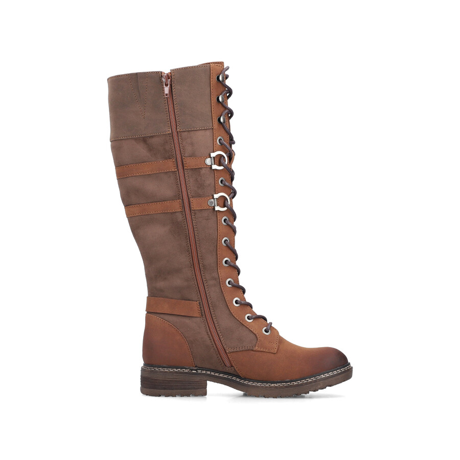 botas marrones con cremallera para mujer rieker 94732-25