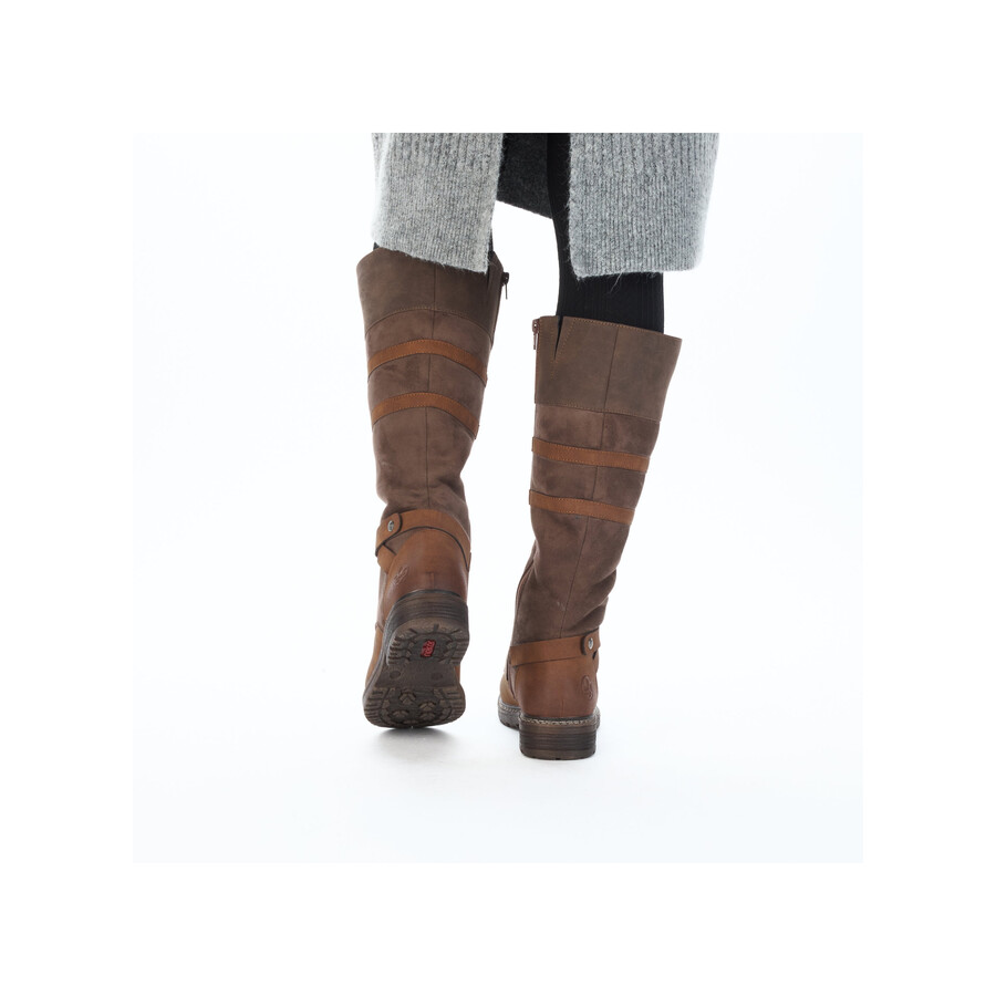botas marrones con cremallera para mujer rieker 94732-25