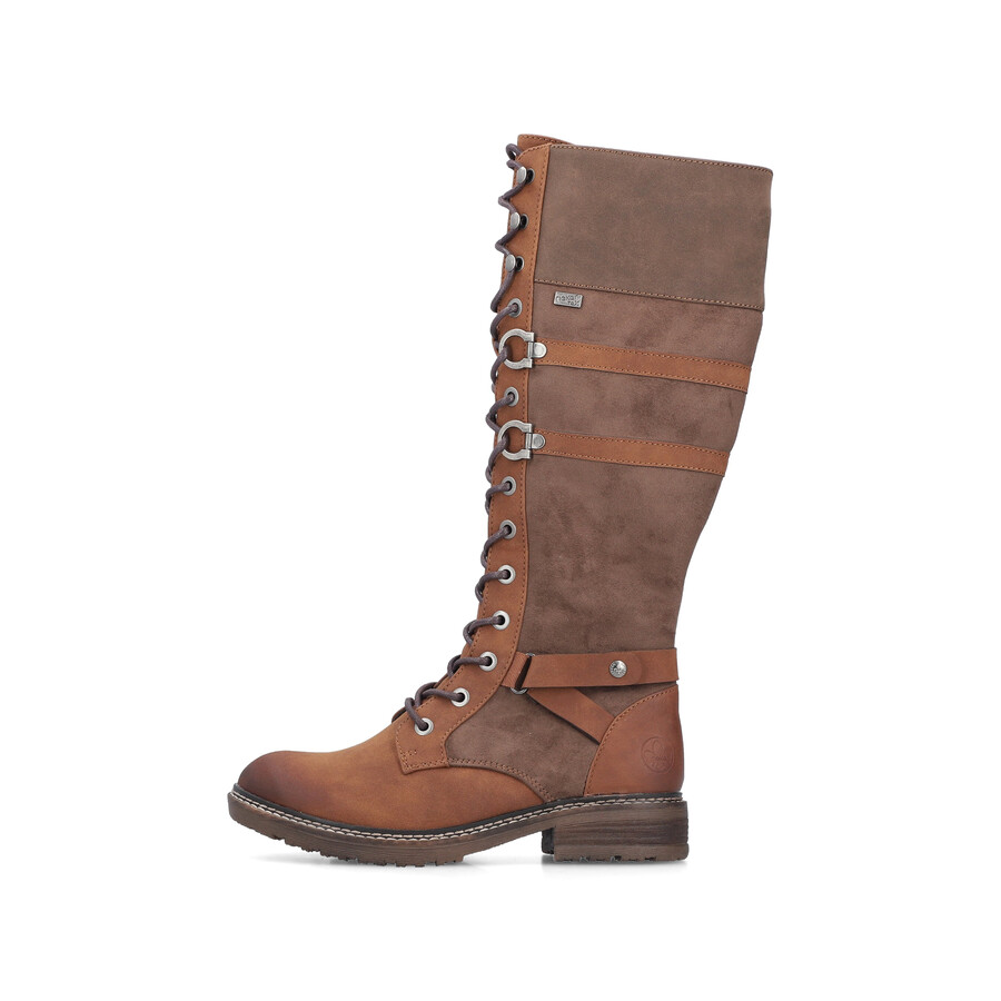 botas marrones con cremallera para mujer rieker 94732-25