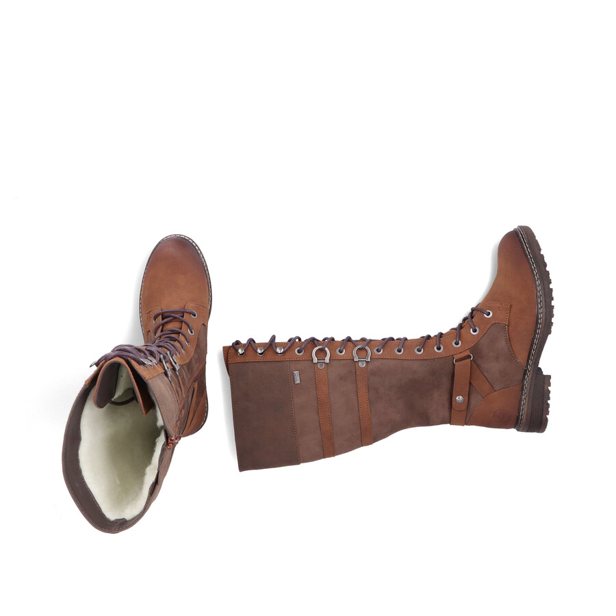 botas marrones con cremallera para mujer rieker 94732-25