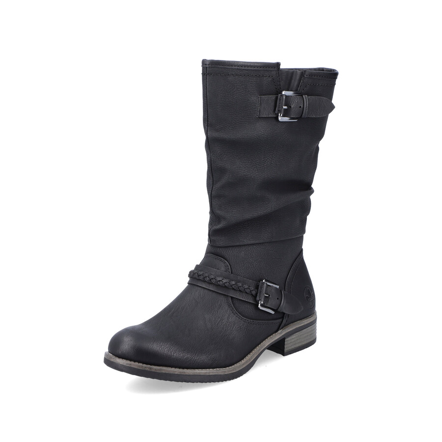 botas negras con cremallera para mujer rieker 98860-00
