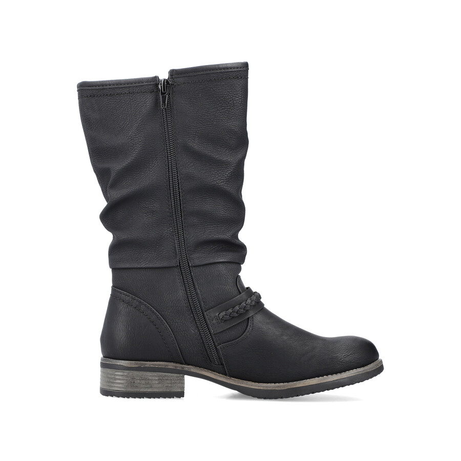 botas negras con cremallera para mujer rieker 98860-00
