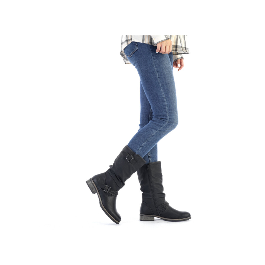 botas negras con cremallera para mujer rieker 98860-00