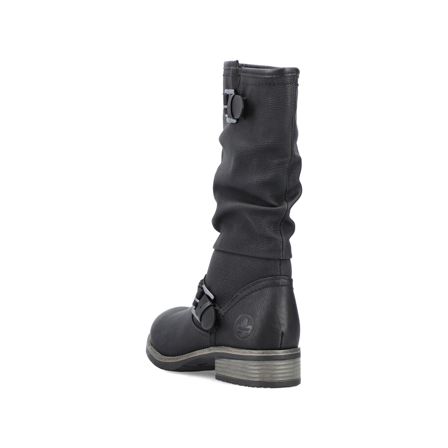 botas negras con cremallera para mujer rieker 98860-00