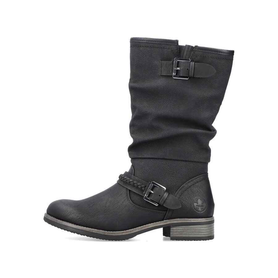 botas negras con cremallera para mujer rieker 98860-00