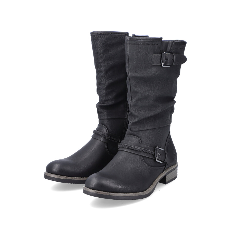botas negras con cremallera para mujer rieker 98860-00