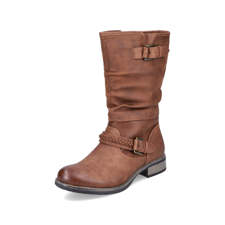 botas marrones con cremallera para mujer rieker 98860-22