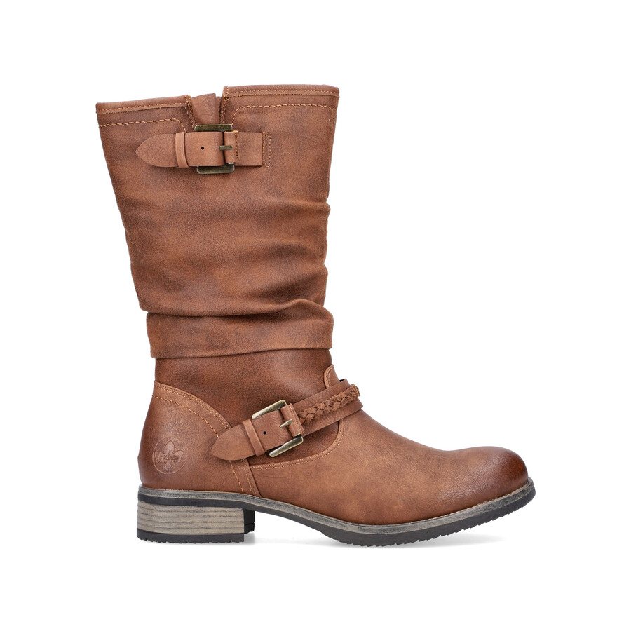 botas marrones con cremallera para mujer rieker 98860-22