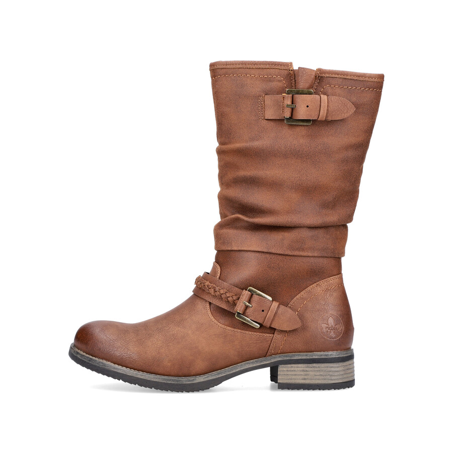 botas marrones con cremallera para mujer rieker 98860-22