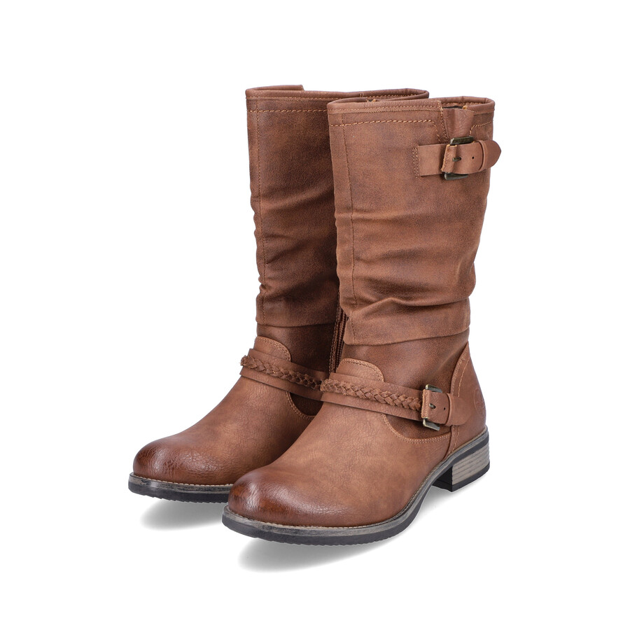 botas marrones con cremallera para mujer rieker 98860-22