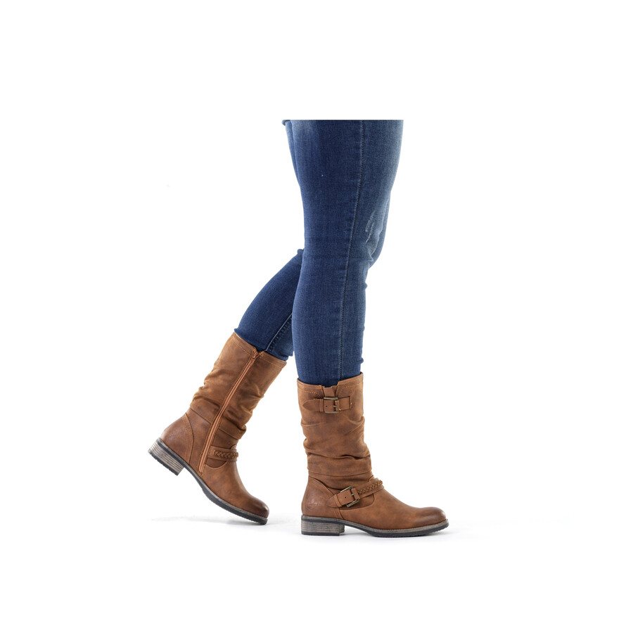 botas marrones con cremallera para mujer rieker 98860-22
