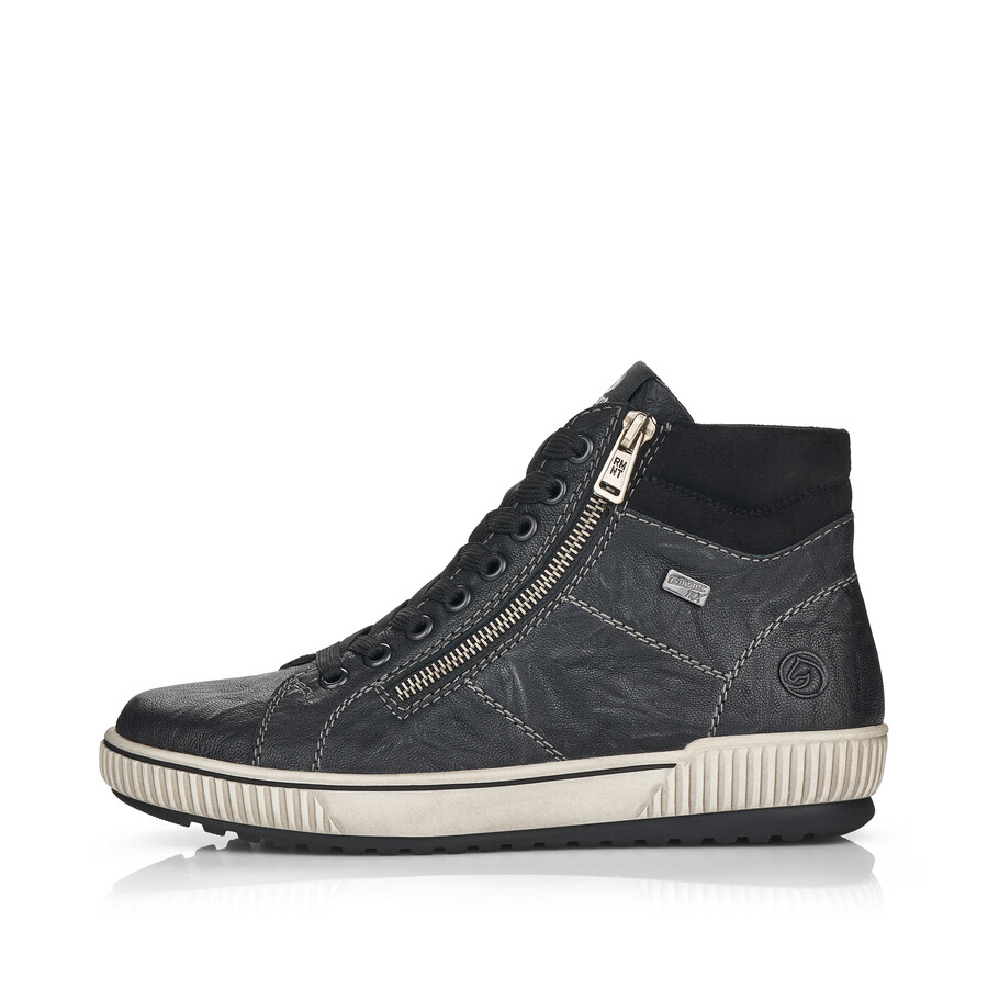 botas negras con cremallera para mujer remonte d0772-01