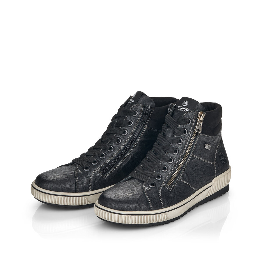 botas negras con cremallera para mujer remonte d0772-01