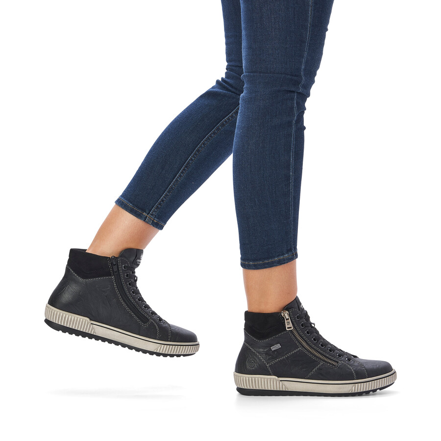 botas negras con cremallera para mujer remonte d0772-01