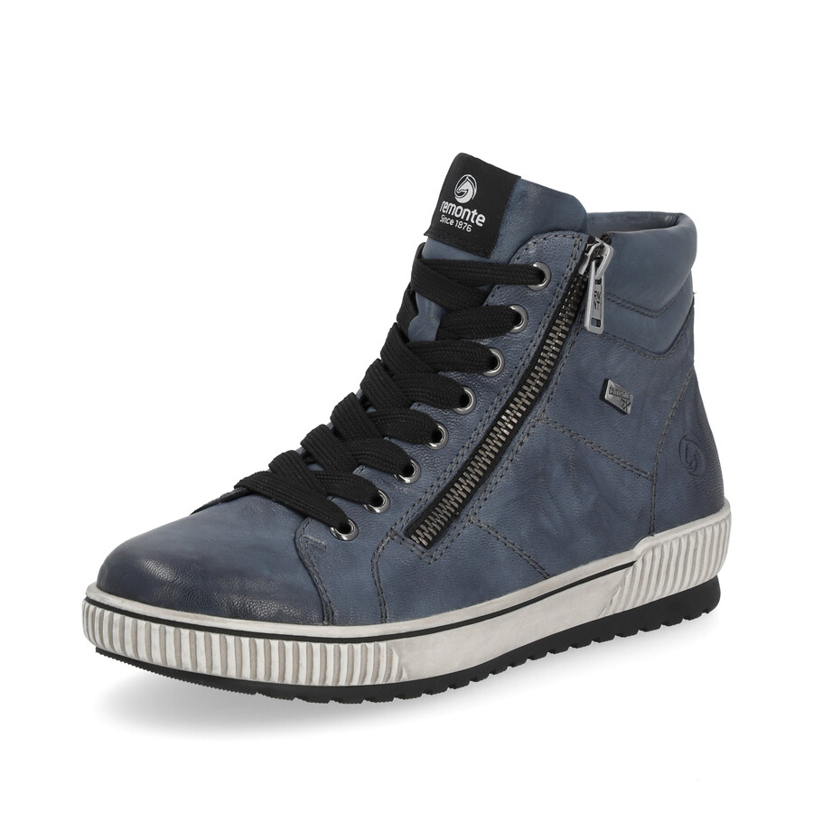 botas azules con cremallera para mujer remonte d0772-14