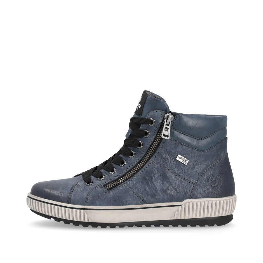 botas azules con cremallera para mujer remonte d0772-14